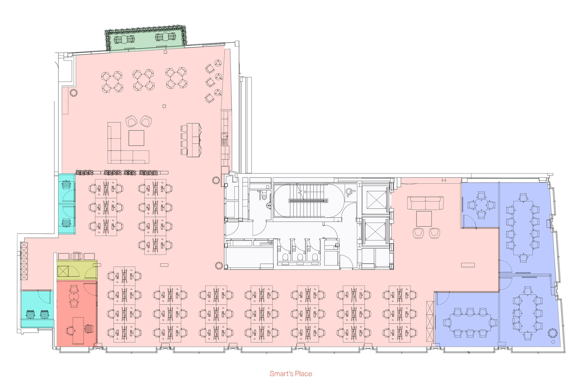 First floor plan, high density layout